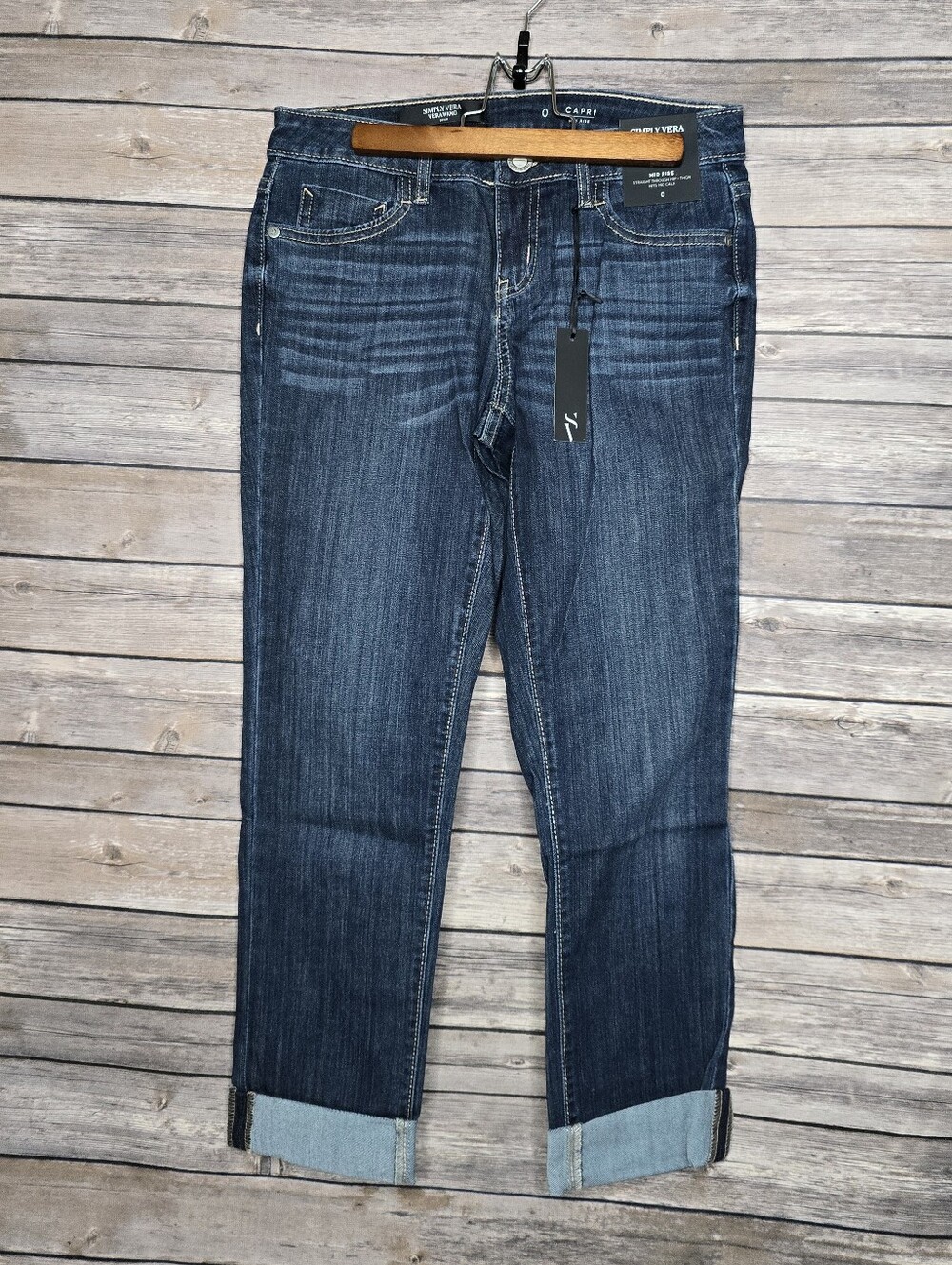 Simply Vera Vera Wang Cuffed Cspri Jeans, Size 0